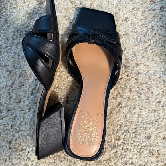 Vince Camuto Black Leather Women's Sandals - Picture 4 of 4